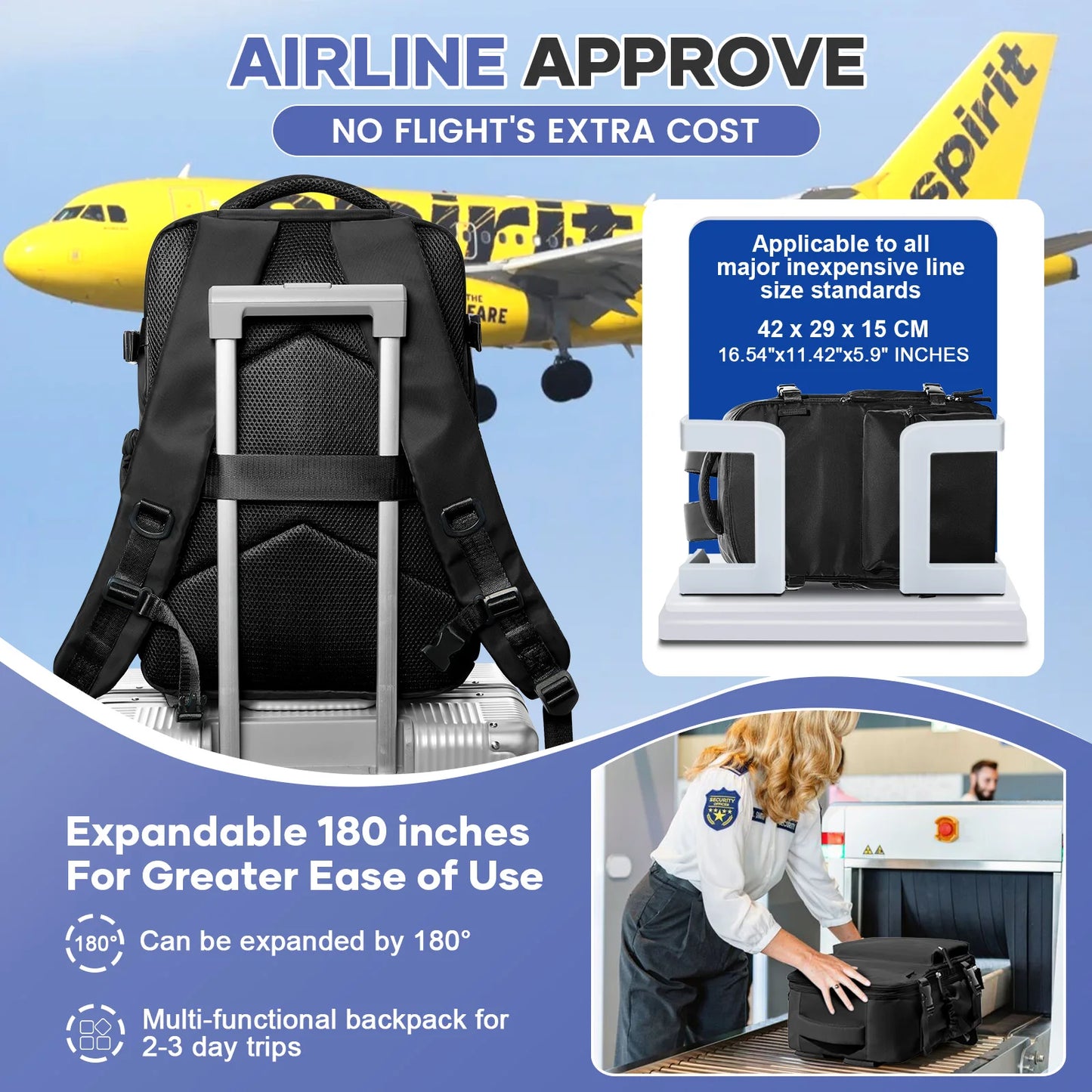 Vacuum Compression Backpack 40x20x25 Cabin Bag