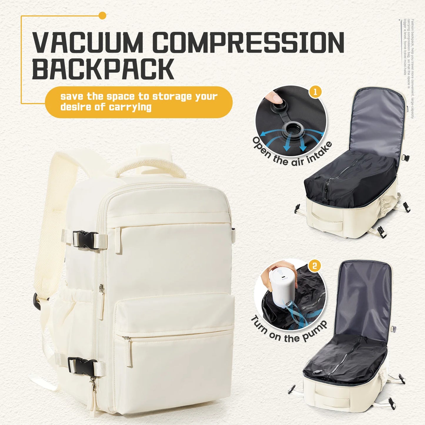Vacuum Compression Backpack 40x20x25 Cabin Bag