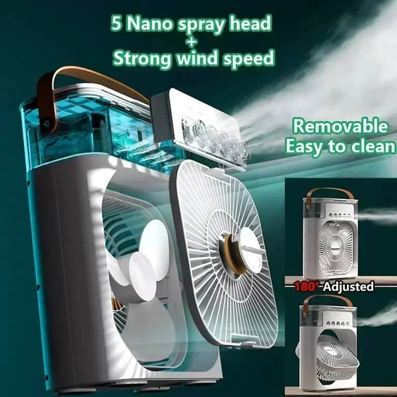3 In 1 Portable Household Mini Air Cooler Fan with LED Night Light