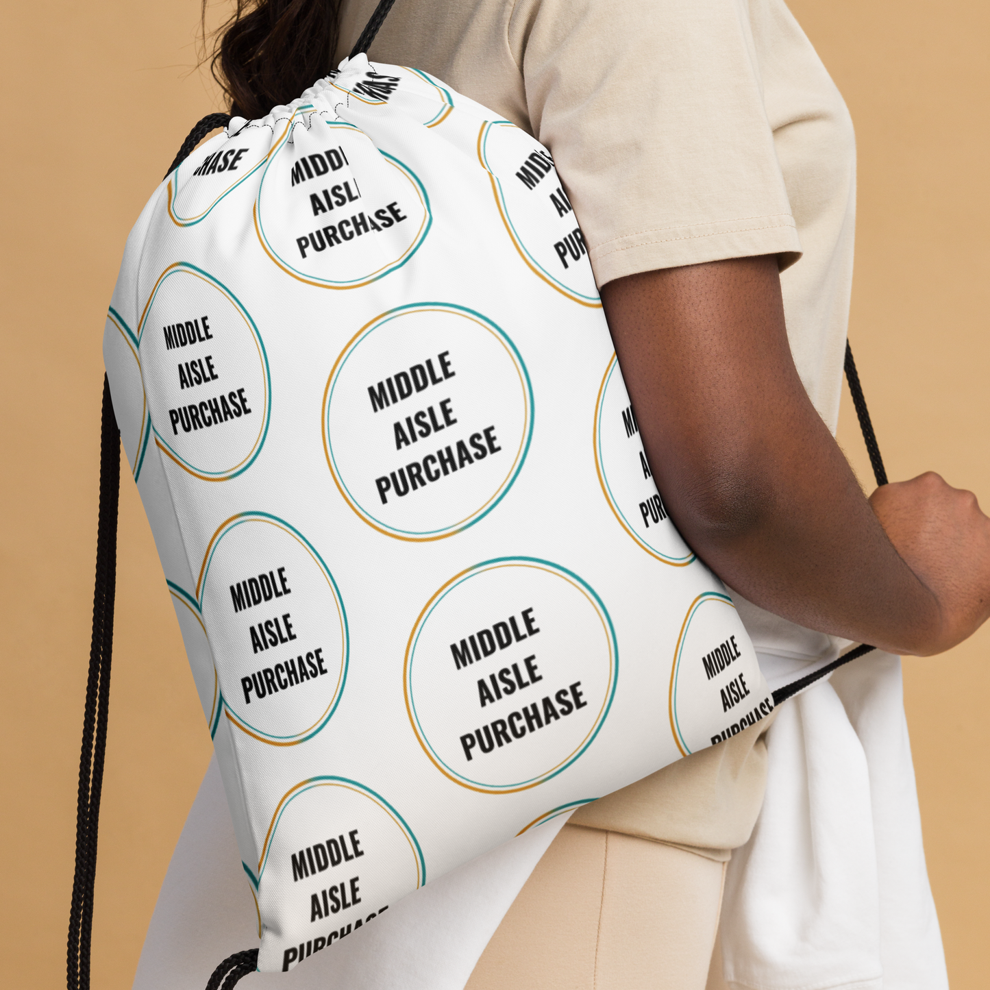 Middle Aisle Purchase Drawstring Bag
