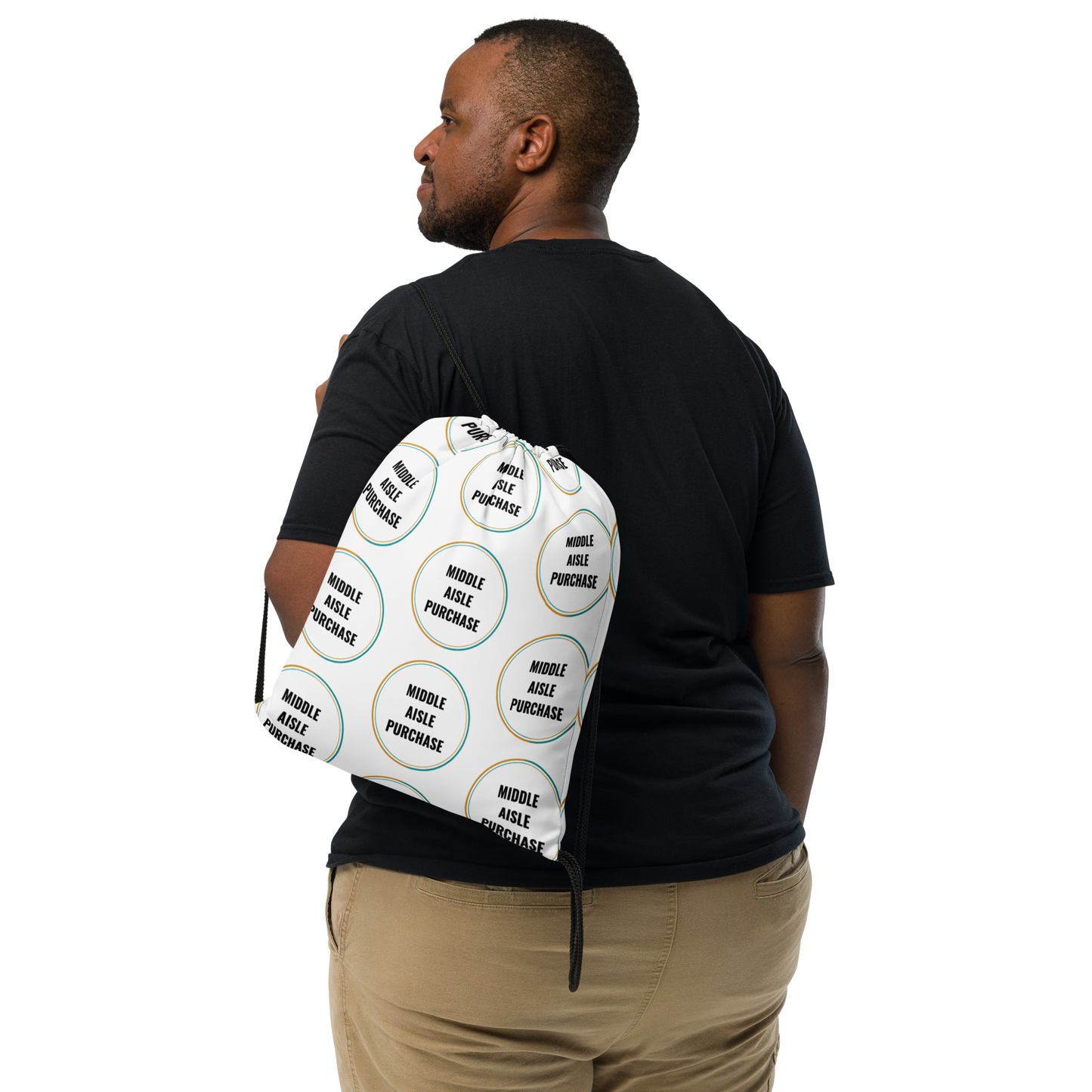 Middle Aisle Purchase Drawstring Bag