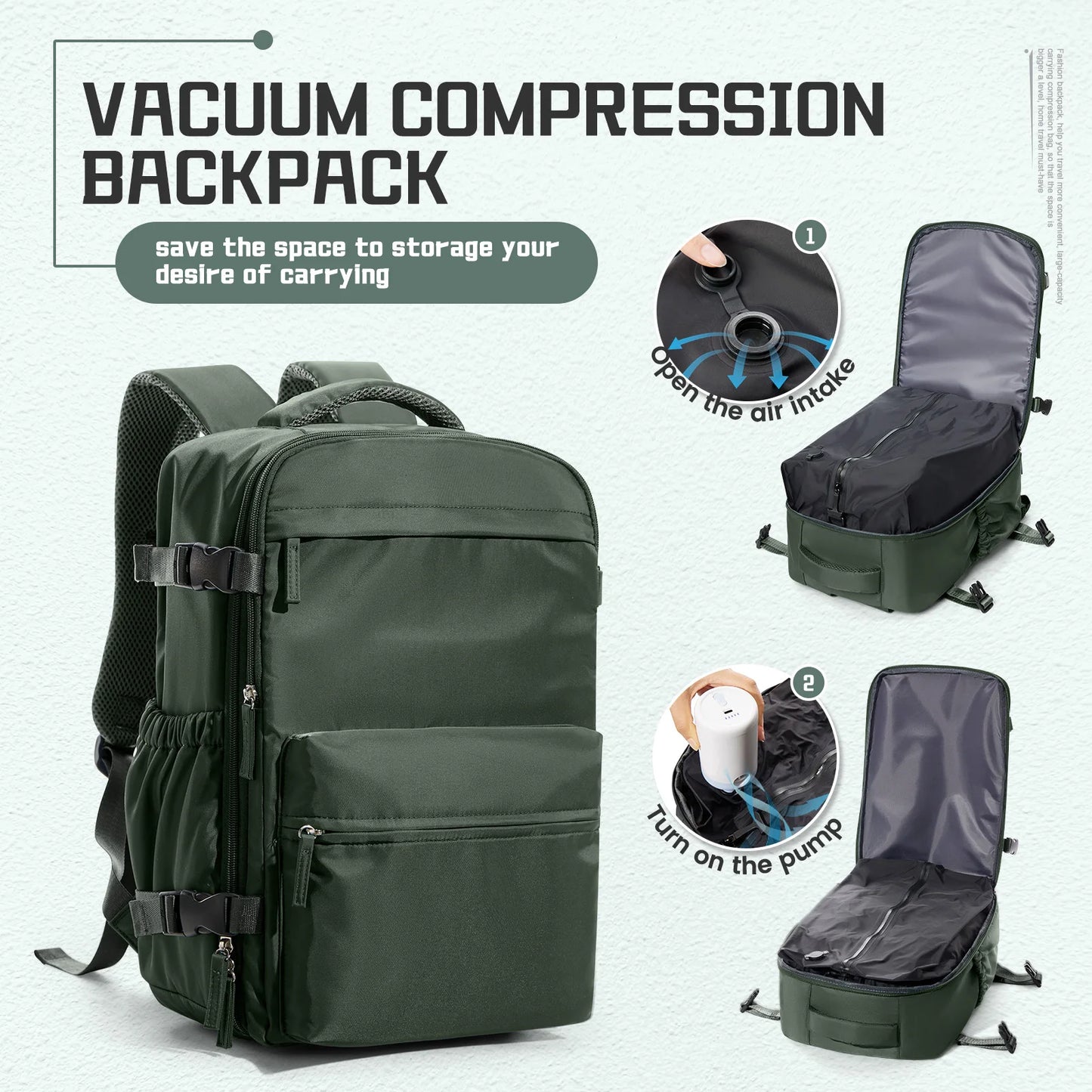 Vacuum Compression Backpack 40x20x25 Cabin Bag