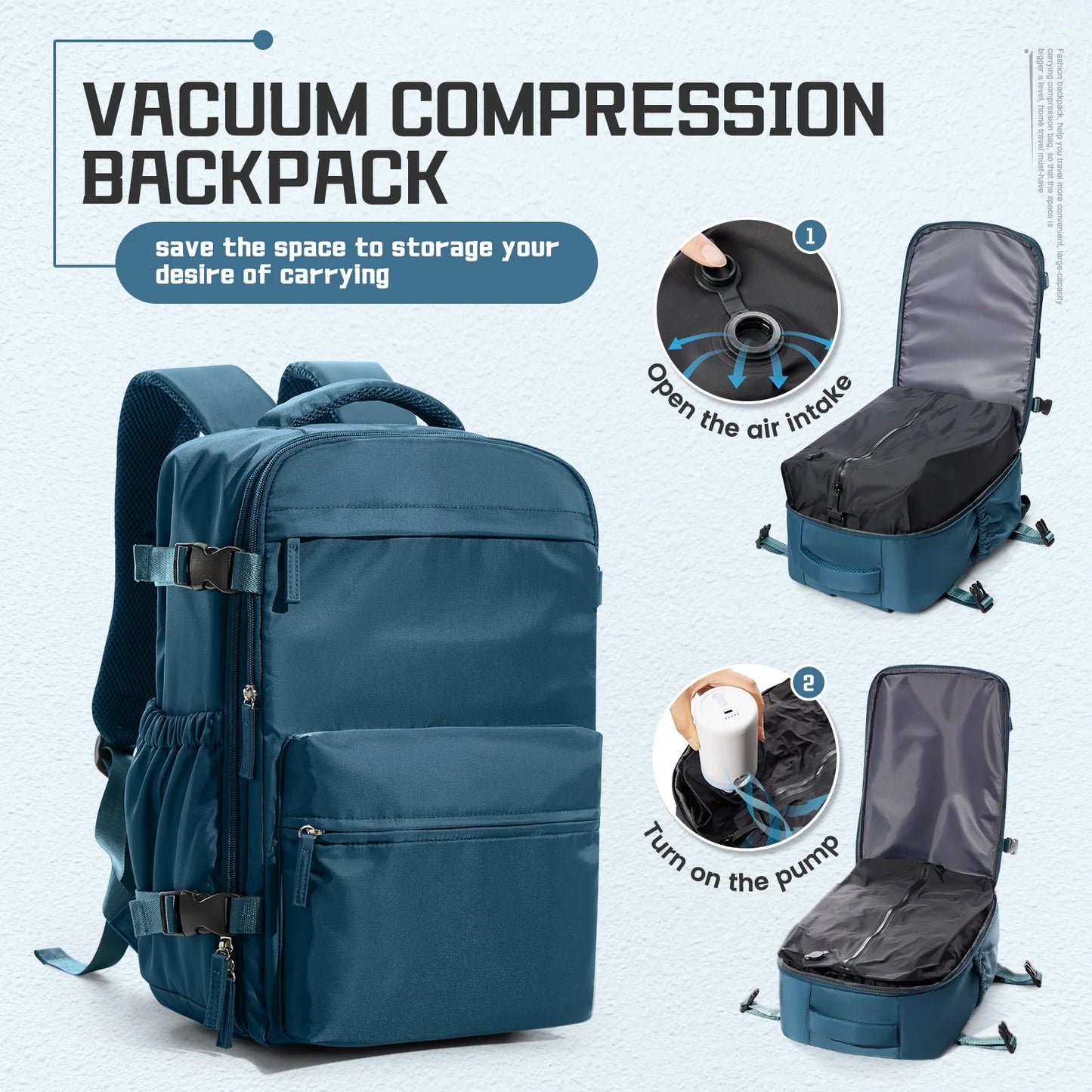 Vacuum Compression Backpack 40x20x25 Cabin Bag