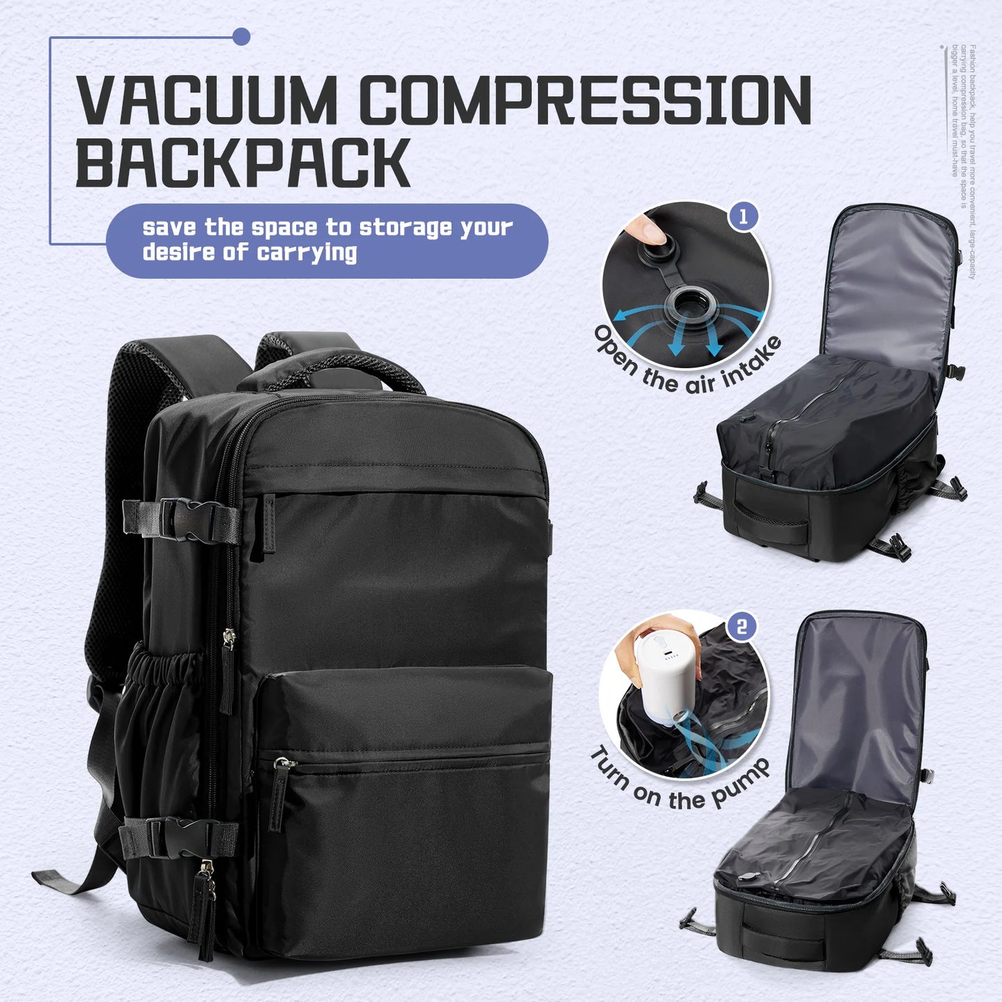 Vacuum Compression Backpack 40x20x25 Cabin Bag