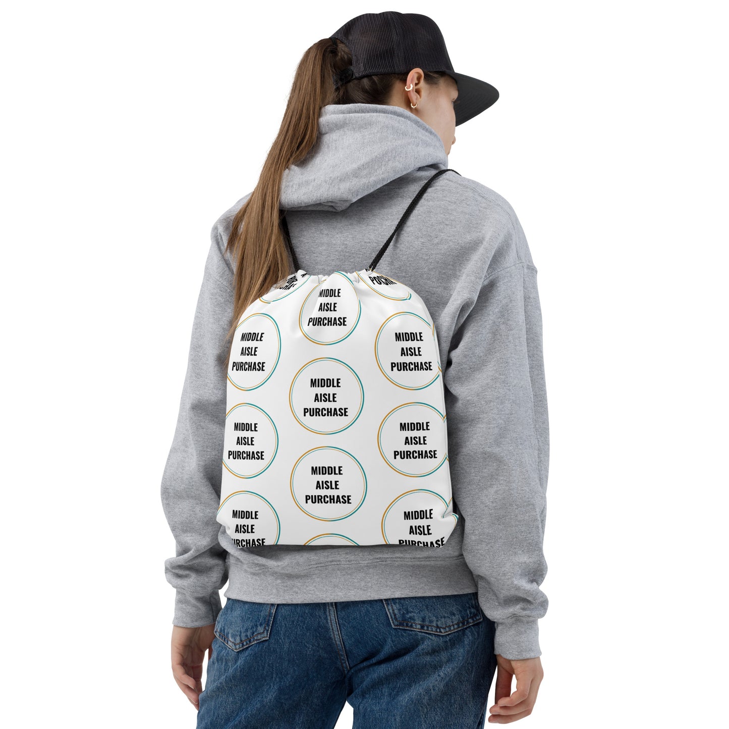 Middle Aisle Purchase Drawstring Bag